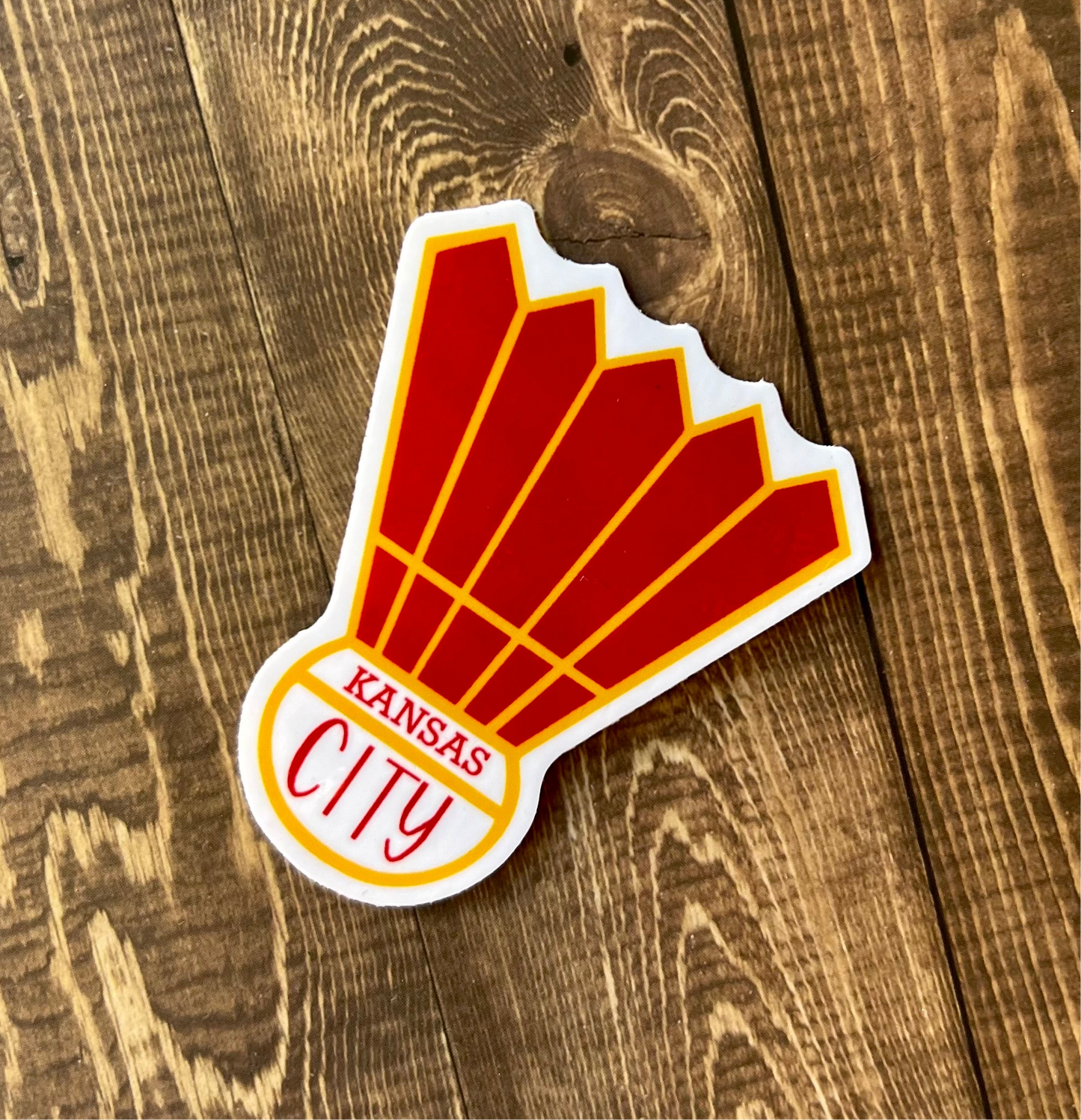 Red shuttlecock sticker 2.5”