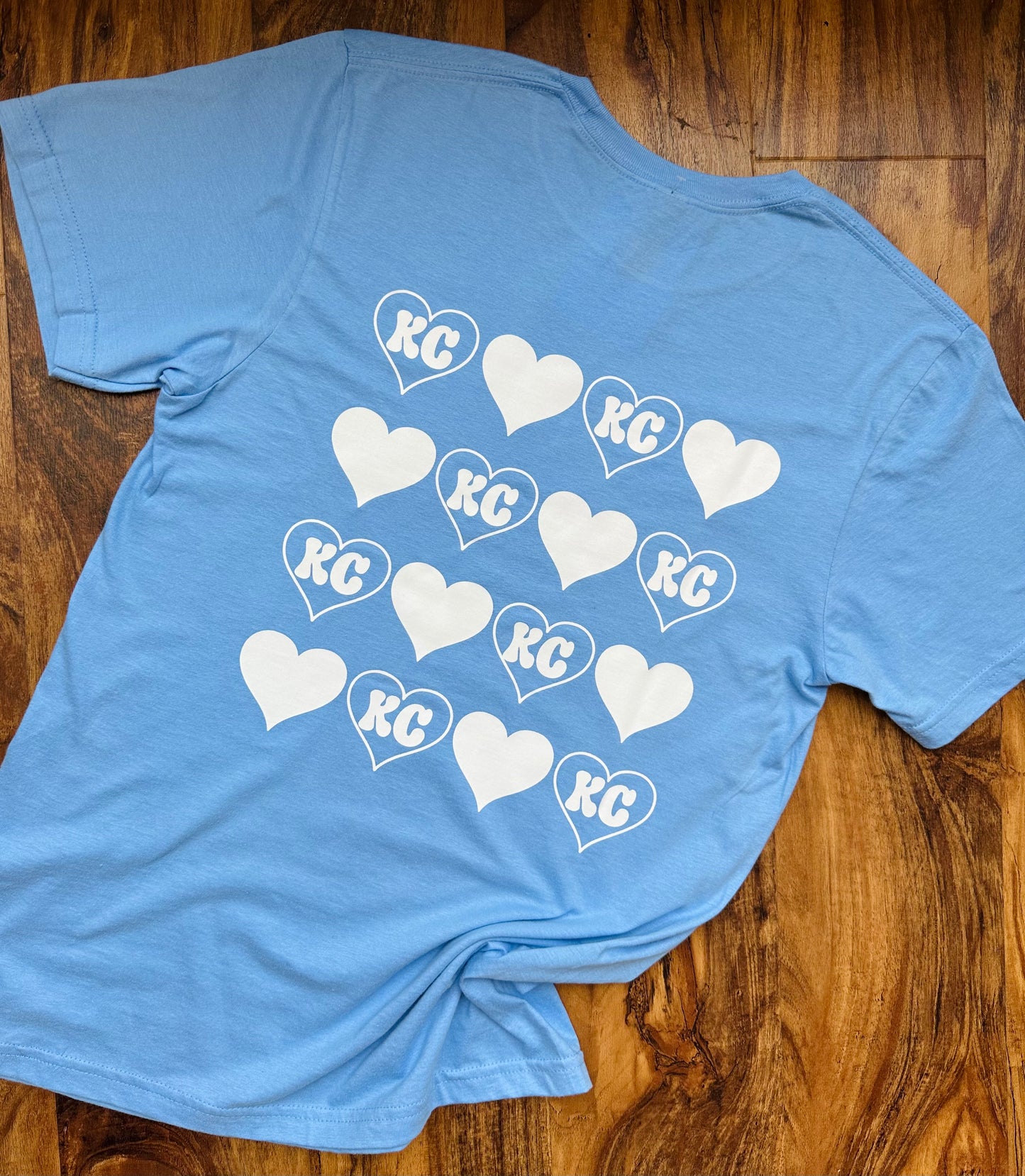Blue KC heart checkered tee