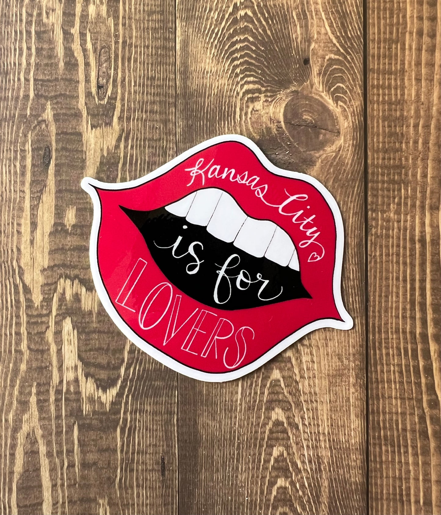 Red lips KC for lovers sticker 3”