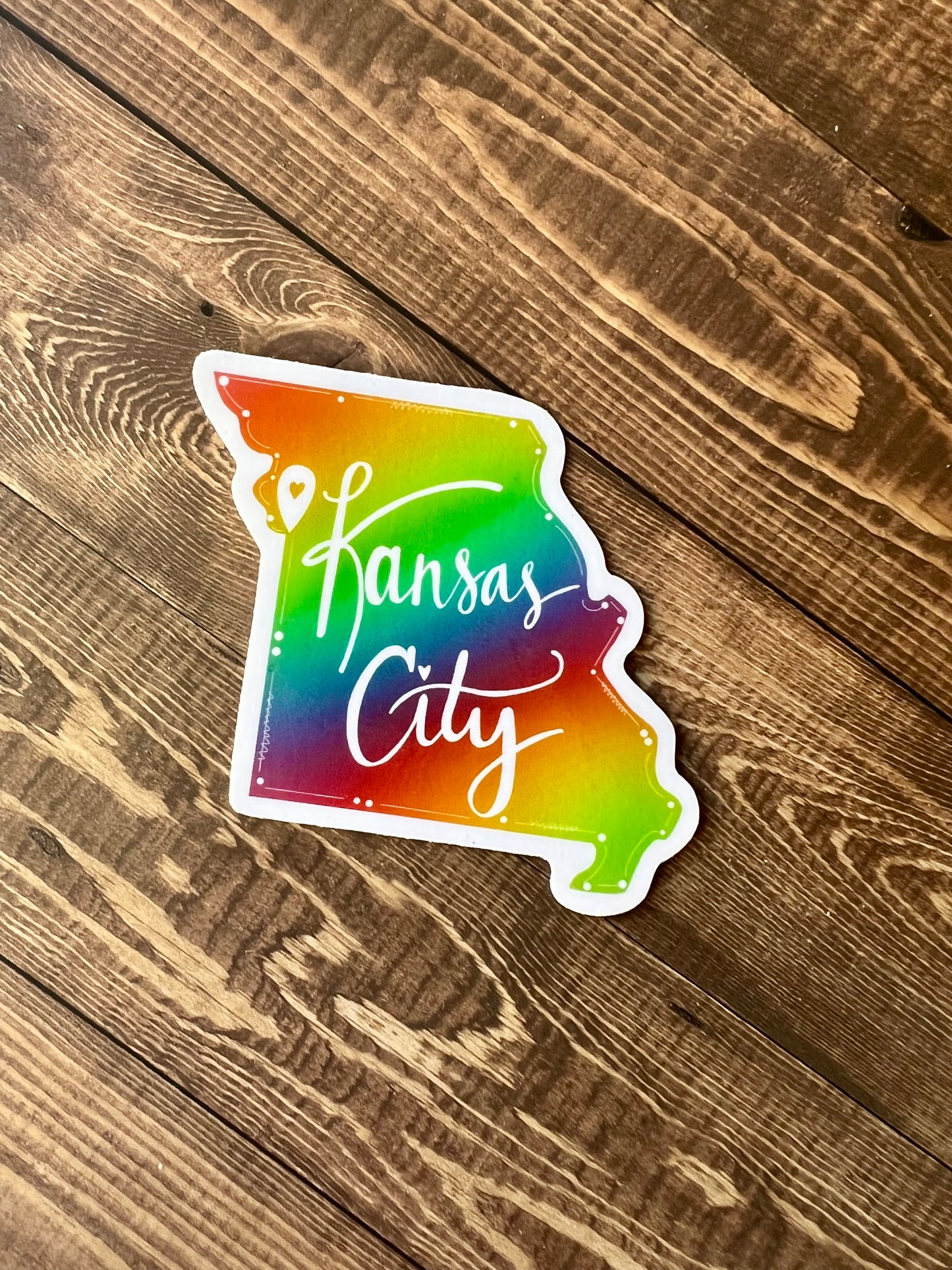 Rainbow KC Missouri state outline sticker 3.0”
