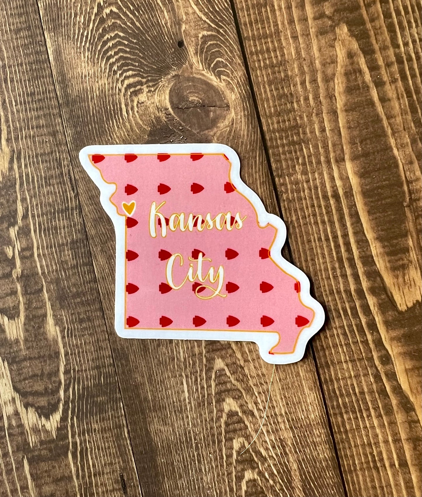 Pink hearts Missouri outline sticker 2.5”