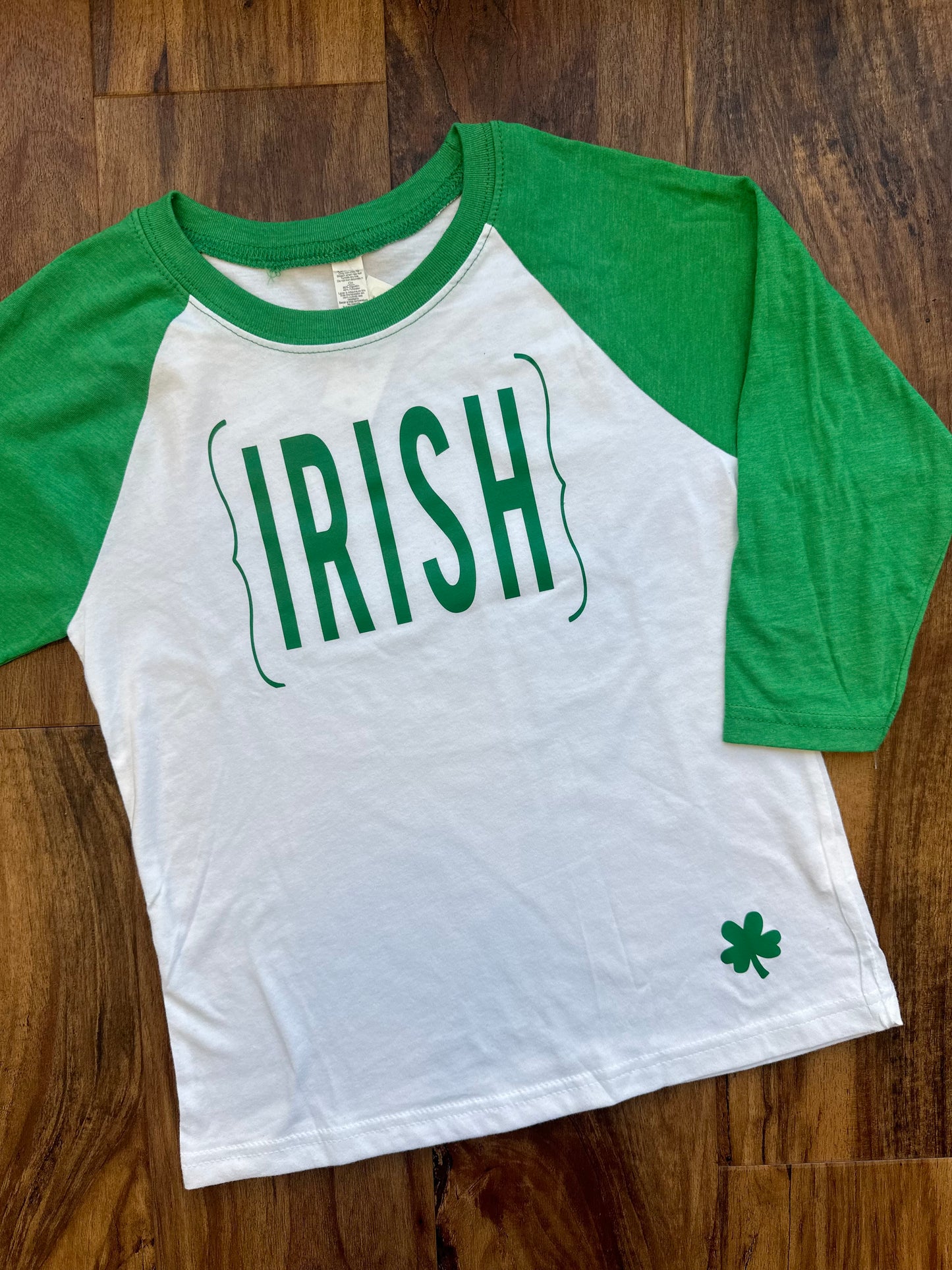 Youth: 3/4 sleeve Irish raglan tee