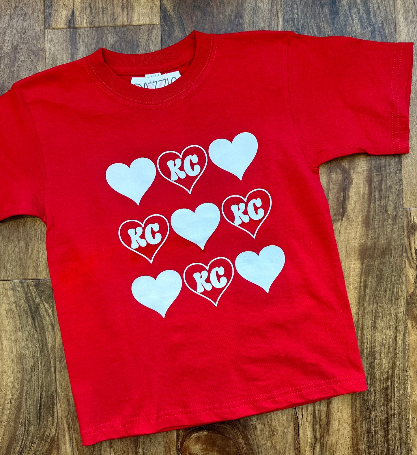 Youth: Red multi-hearts KC tee