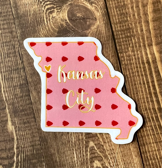 Pink hearts Missouri outline sticker 2.5”