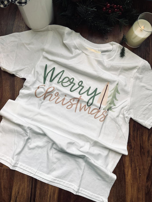 Merry Christmas white tee