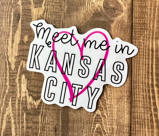 Kansas City pink heart sticker 3”