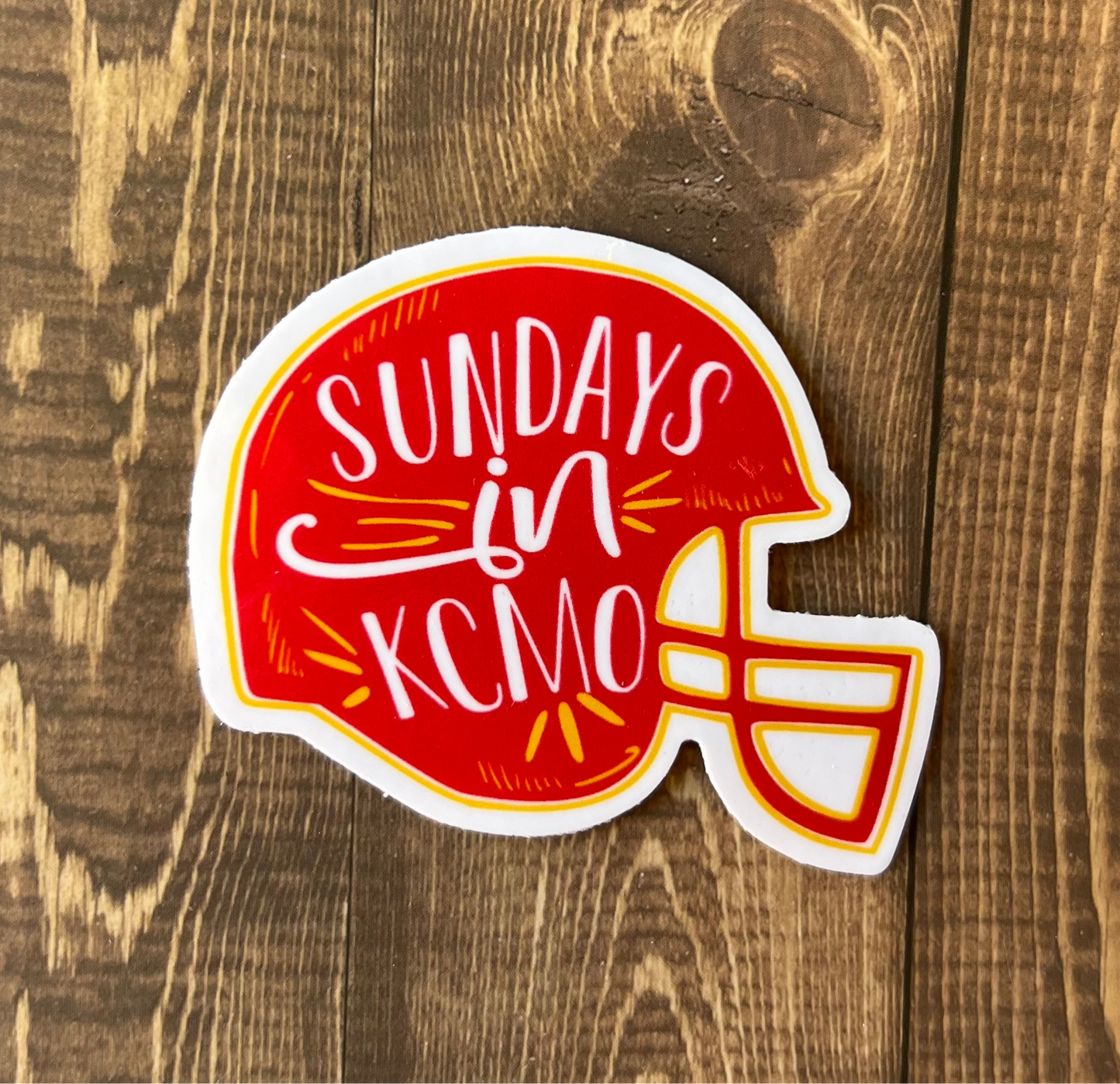 Red football helmet sticker 2.5”