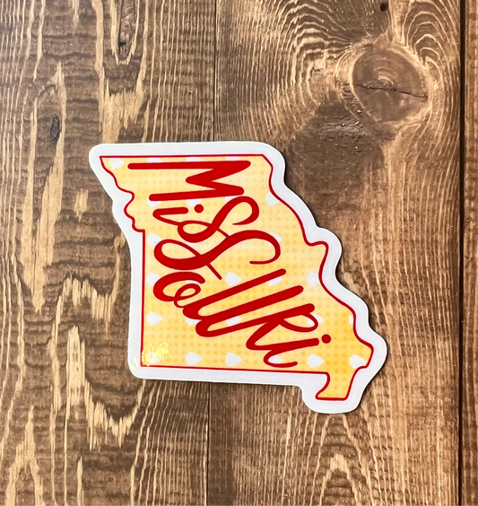 Yellow Missouri state outline sticker 2.5”