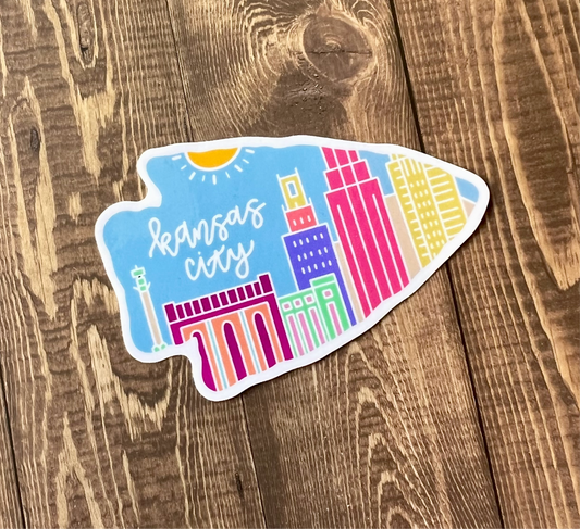 Blue KC pastel arrowhead sticker 3”