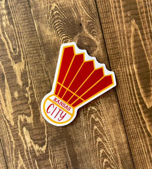 Red shuttlecock sticker 2.5”