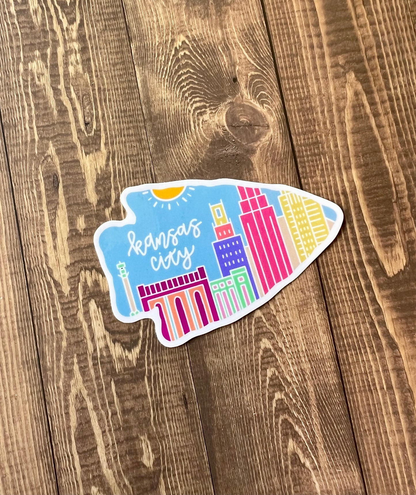 Blue KC pastel arrowhead sticker 3”