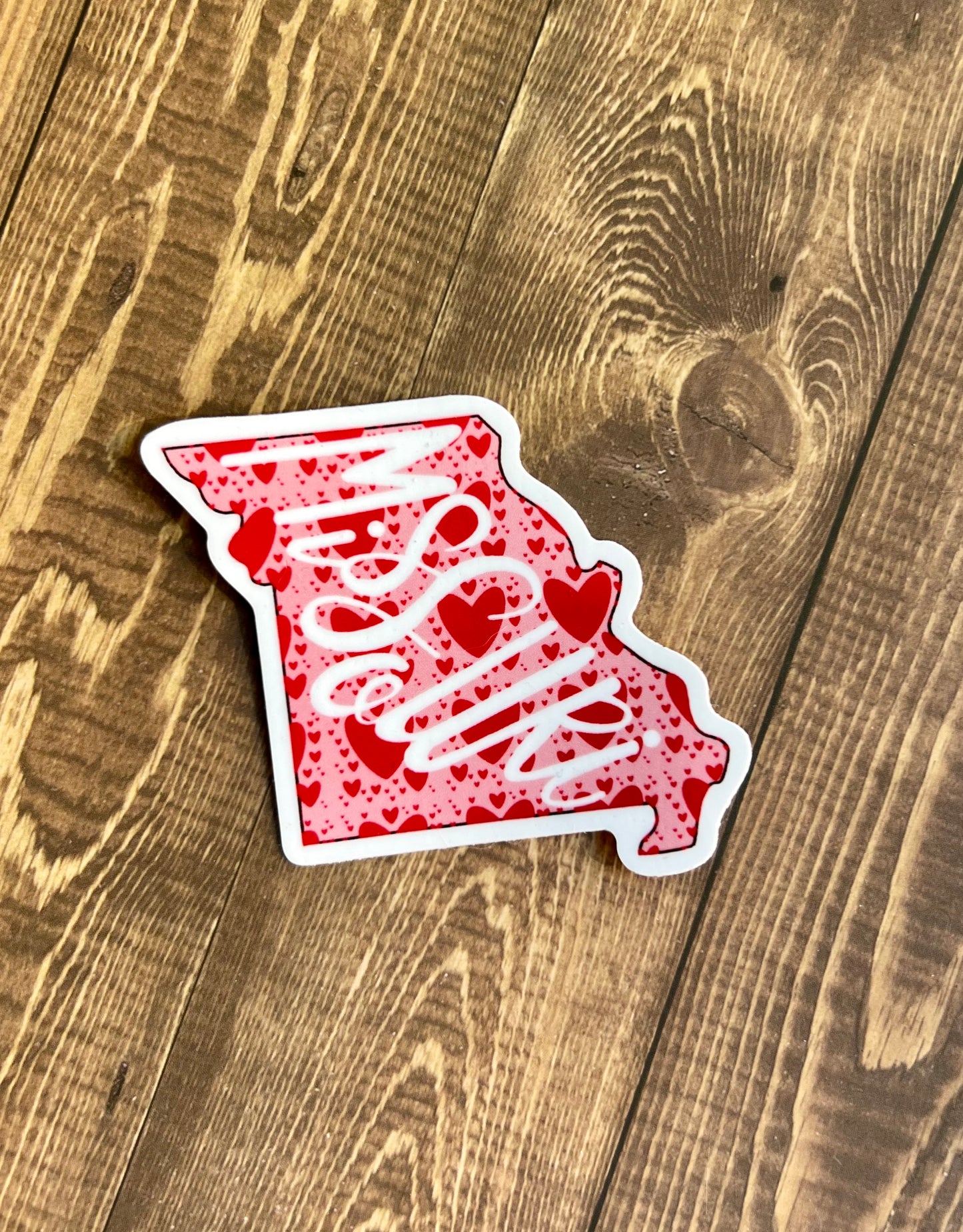 Pink Missouri state outline sticker 2.5”