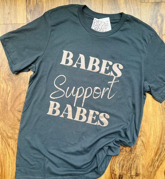 Babes support grey tee